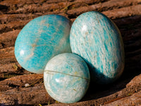 Polished Amazonite Palm Stones x 24 From Madagascar