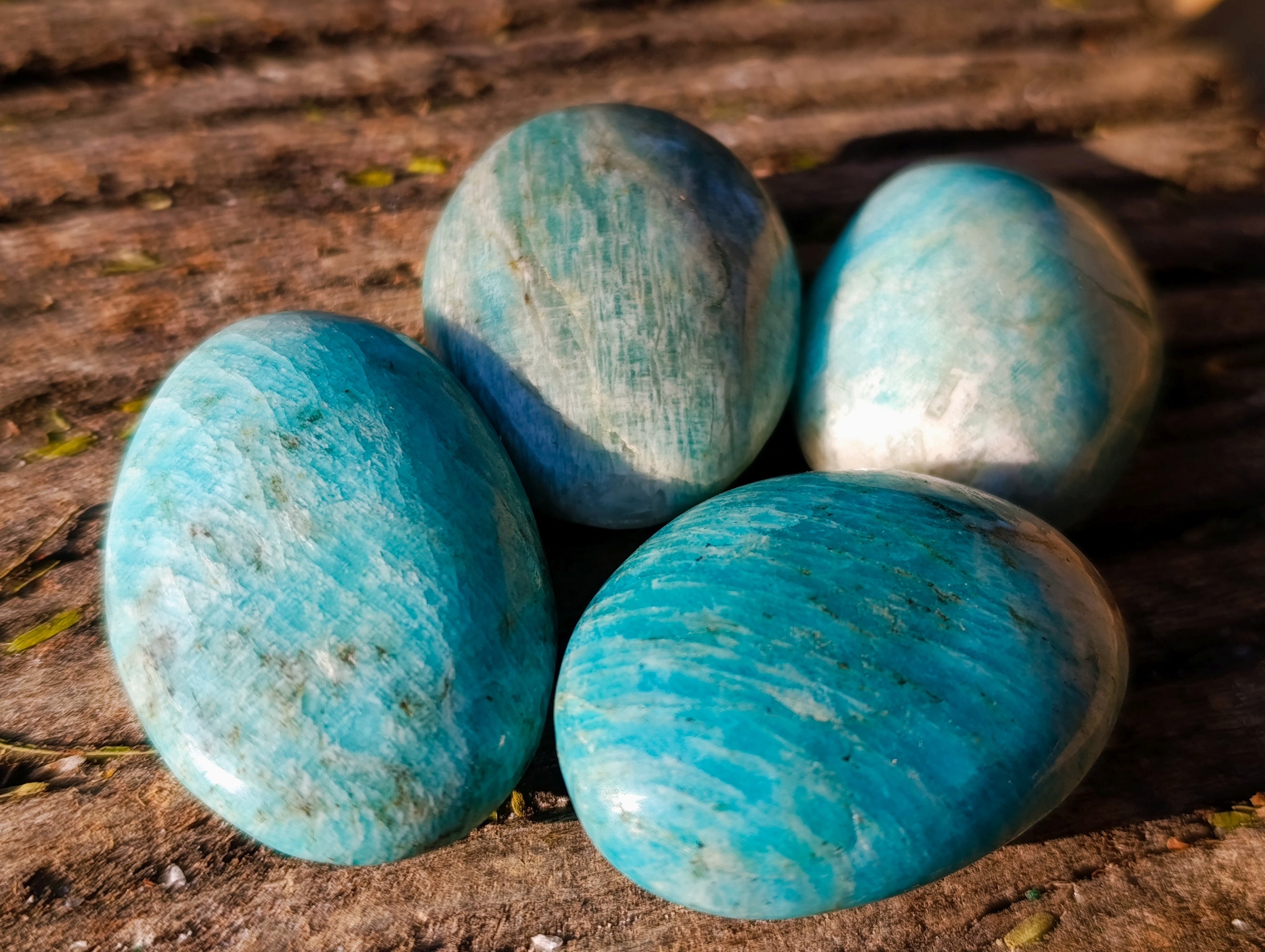 Polished Amazonite Palm Stones x 24 From Madagascar - Toprock Gemstones and Minerals 