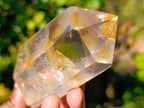 Polished Mix of Clear and Smokey Quartz Crystals with Specular Hematite Inclusion x 6 From Ambatondrazaka, Madagascar - Toprock Gemstones and Minerals 