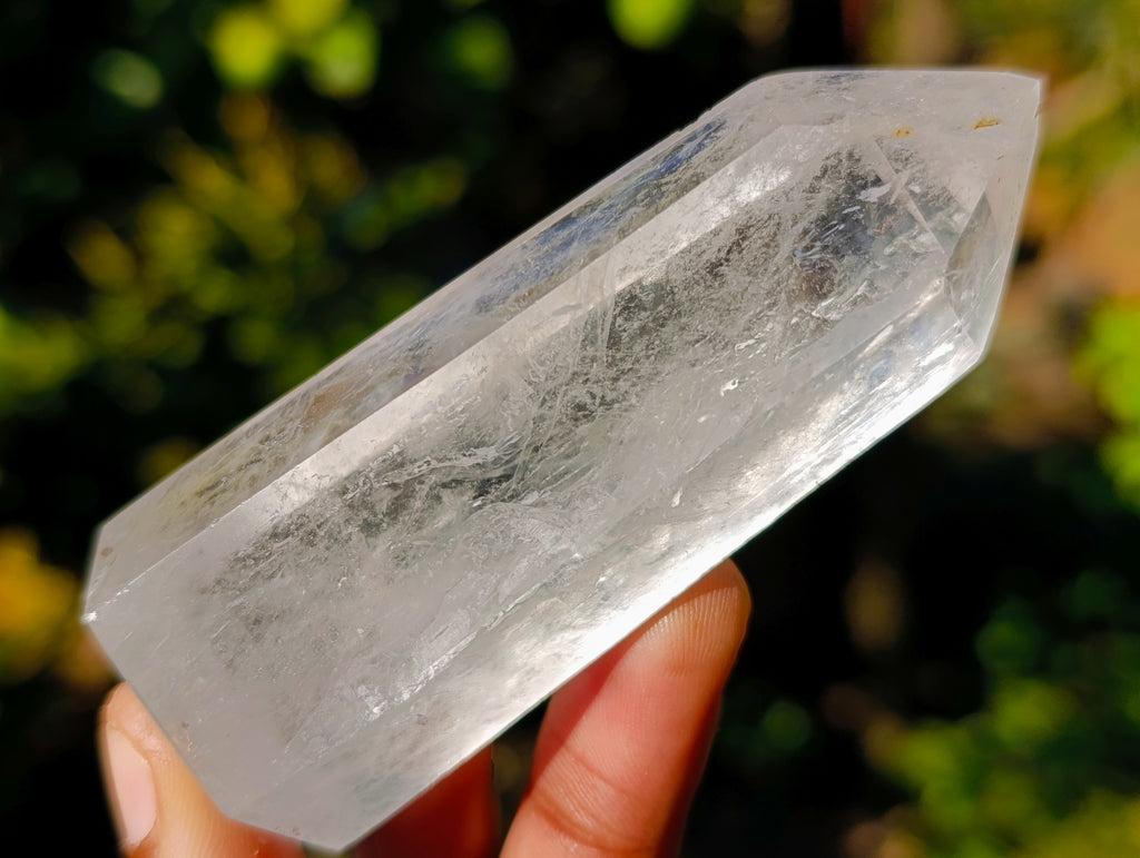 Polished Mix of Clear and Smokey Quartz Crystals with Specular Hematite Inclusion x 6 From Ambatondrazaka, Madagascar - Toprock Gemstones and Minerals 