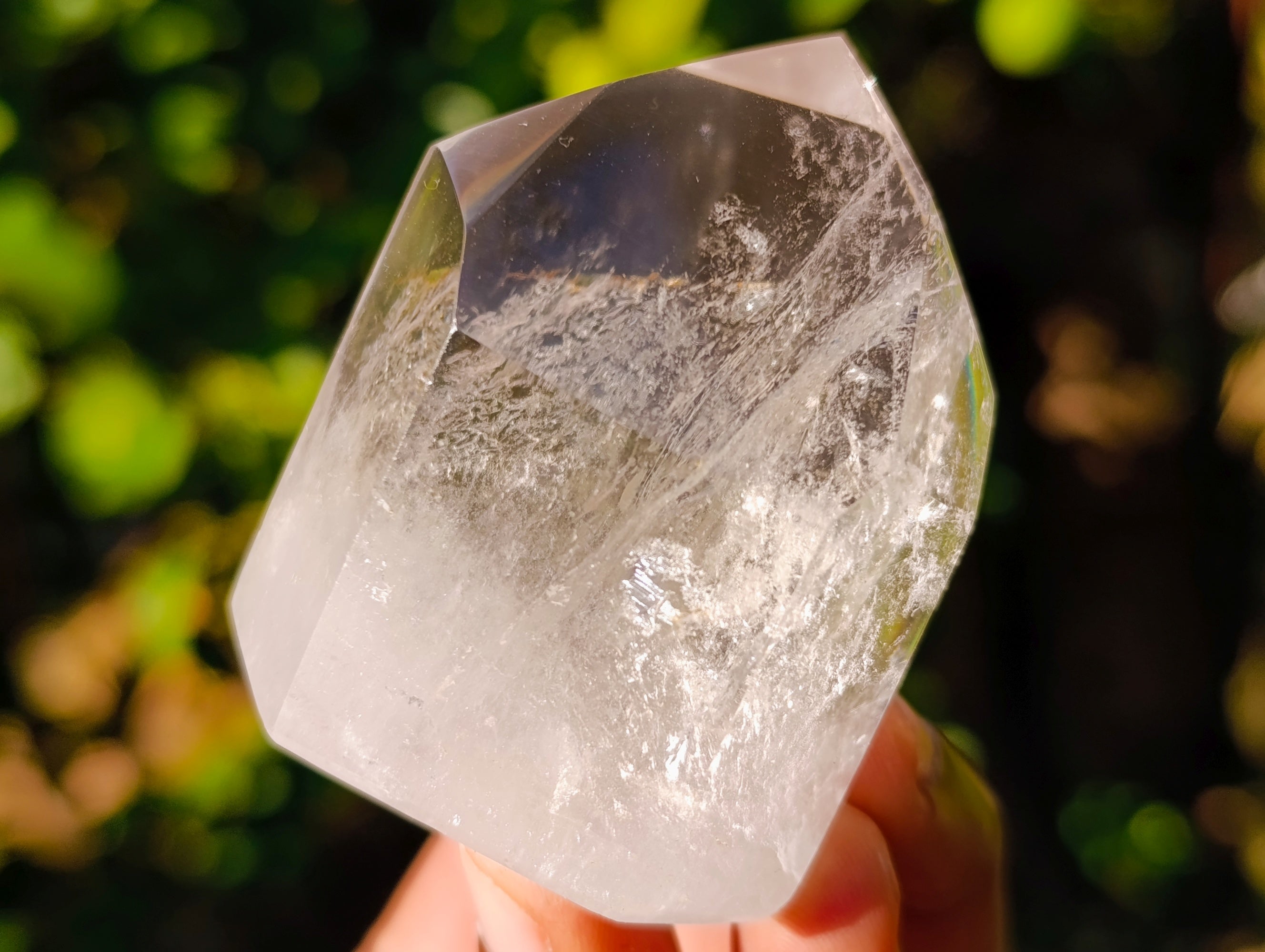 Polished Mix of Clear and Smokey Quartz Crystals with Specular Hematite Inclusion x 6 From Ambatondrazaka, Madagascar - Toprock Gemstones and Minerals 