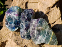 Natural Fluorescent Watermelon Fluorite Cobbed Specimens x 12 From Uis, Namibia - Toprock Gemstones and Minerals 