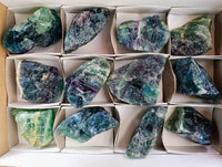 Natural Fluorescent Watermelon Fluorite Cobbed Specimens x 12 From Uis, Namibia - Toprock Gemstones and Minerals 