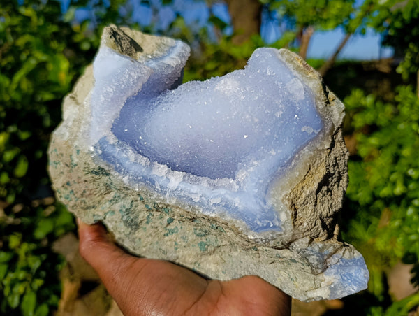 Natural Blue Lace Agate Geode Specimens x 1 From Nsanje, Malawi