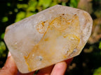 Polished Mix of Clear and Smokey Quartz Crystals with Golden Rutile Inclusion x 4 From Ambatondrazaka, Madagascar - Toprock Gemstones and Minerals 