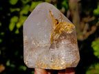 Polished Mix of Clear and Smokey Quartz Crystals with Golden Rutile Inclusion x 4 From Ambatondrazaka, Madagascar - Toprock Gemstones and Minerals 