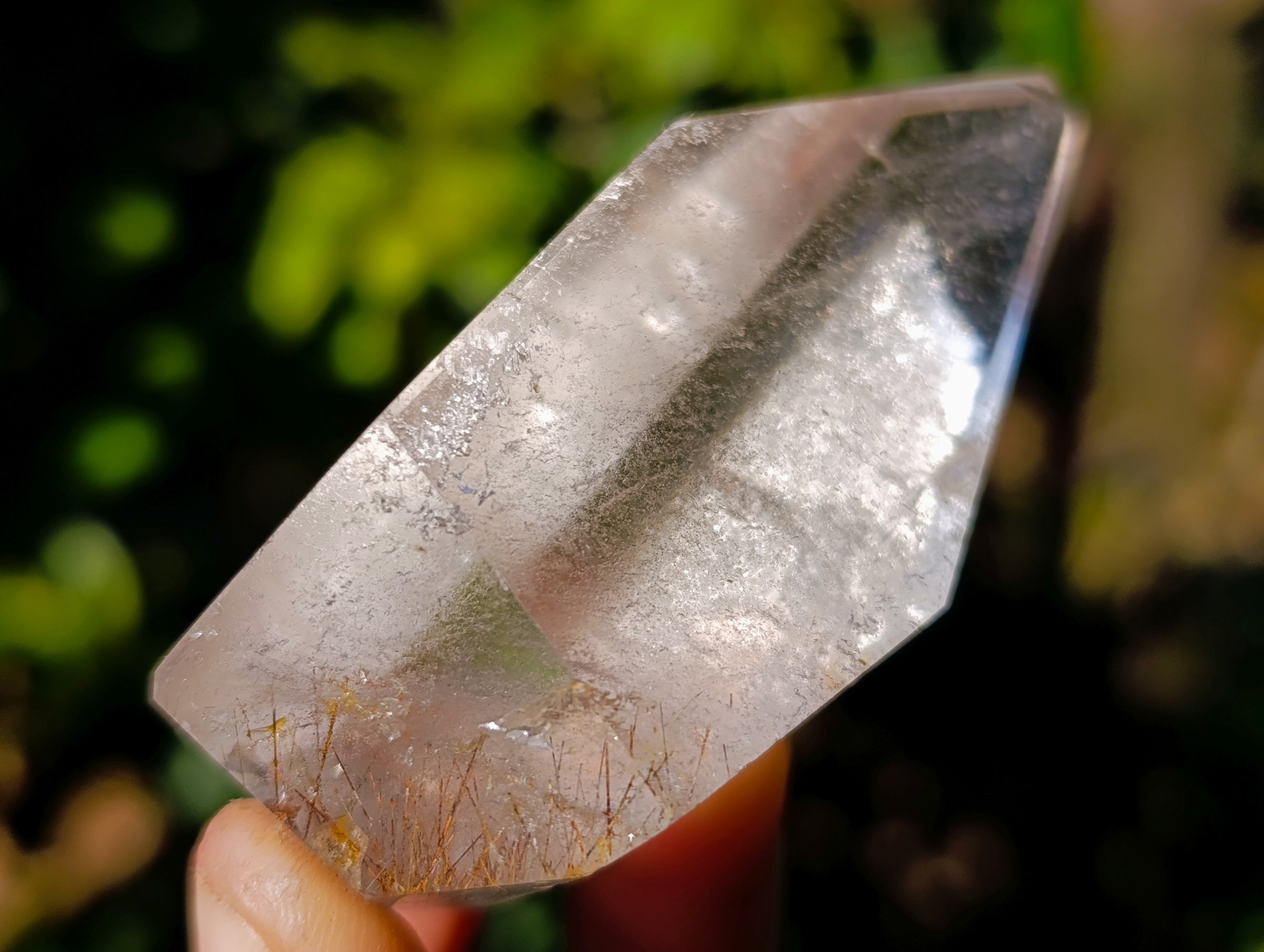 Polished Mix of Clear and Smokey Quartz Crystals with Golden Rutile Inclusion x 4 From Ambatondrazaka, Madagascar - Toprock Gemstones and Minerals 