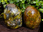 Polished Green Opal Standing Free Forms x 3 From Betroka, Madagascar - Toprock Gemstones and Minerals 