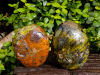 Polished Green Opal Standing Free Forms x 3 From Betroka, Madagascar - Toprock Gemstones and Minerals 
