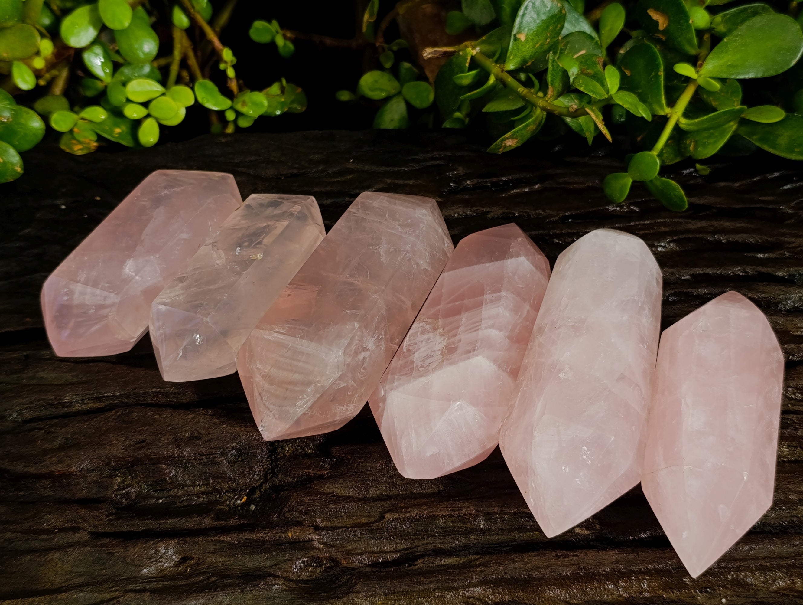 Polished Double Terminated Rose Quartz Points x 6 Ambatondrazaka, Madagascar - Toprock Gemstones and Minerals 