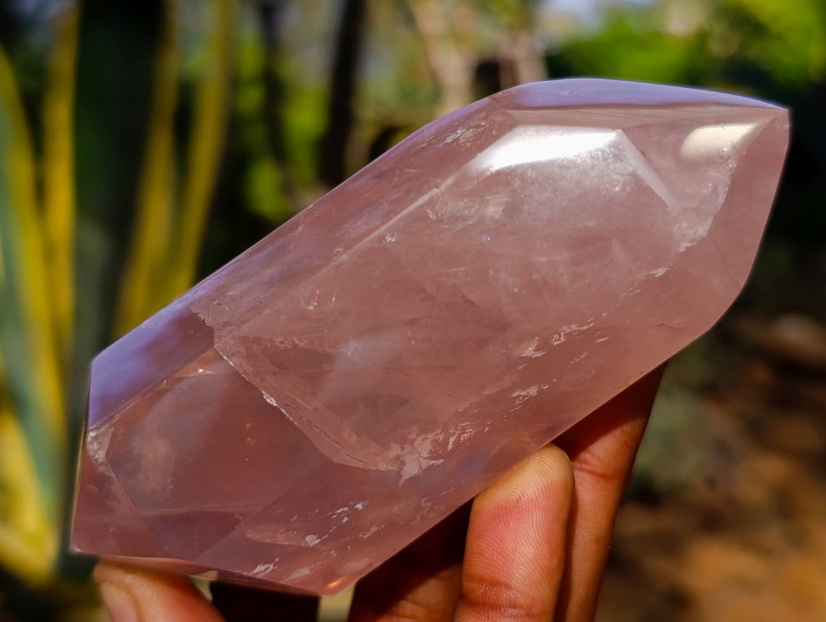 Polished Double Terminated Rose Quartz Points x 6 Ambatondrazaka, Madagascar - Toprock Gemstones and Minerals 