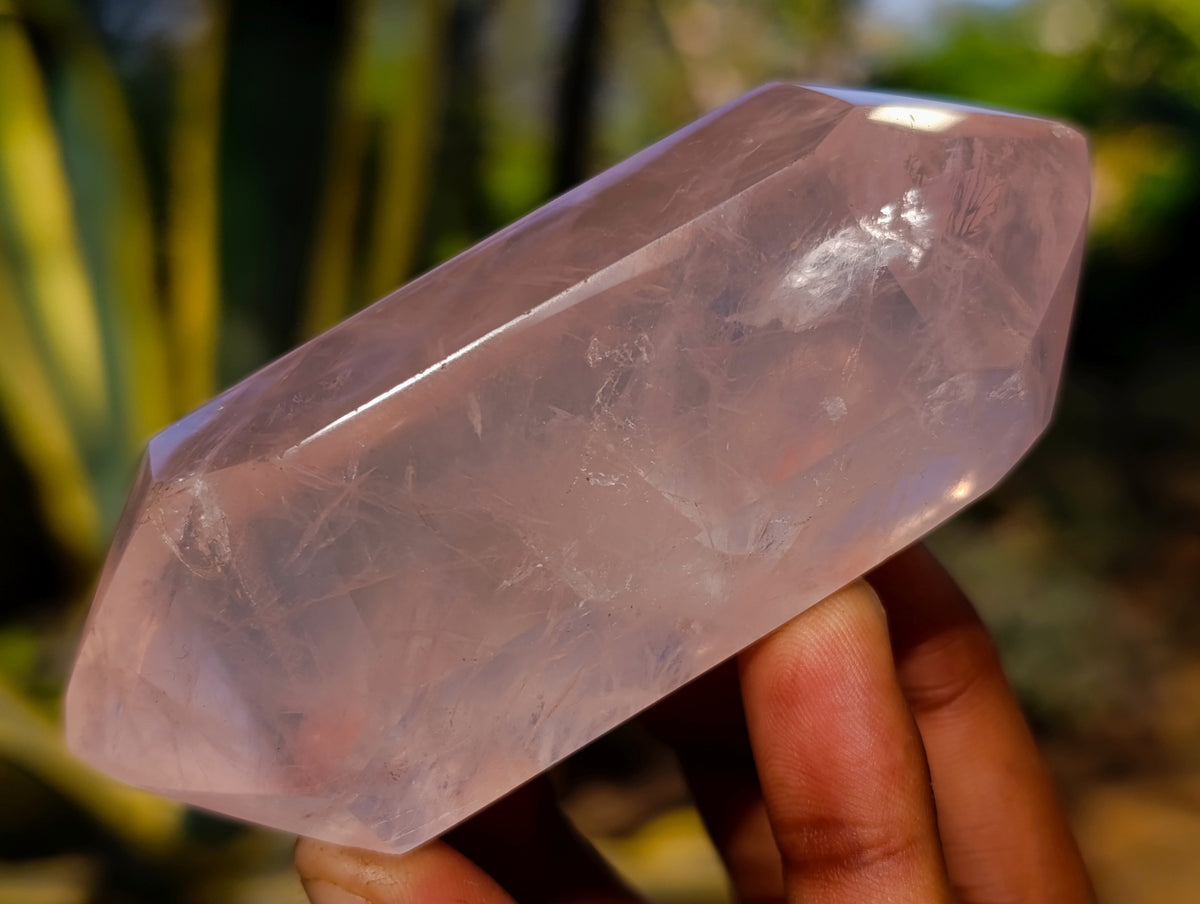 Polished Double Terminated Rose Quartz Points x 6 Ambatondrazaka, Madagascar - Toprock Gemstones and Minerals 