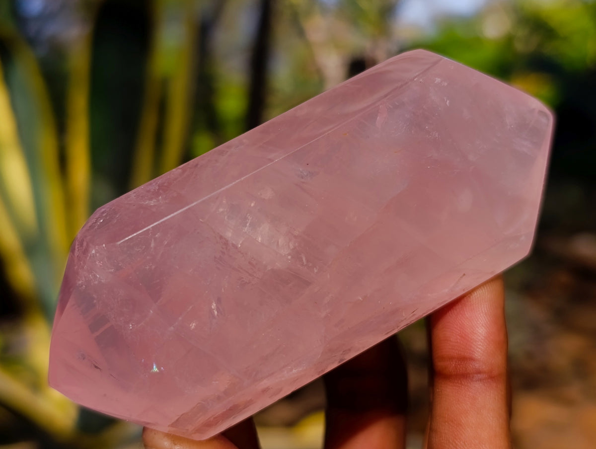 Polished Double Terminated Rose Quartz Points x 6 Ambatondrazaka, Madagascar - Toprock Gemstones and Minerals 
