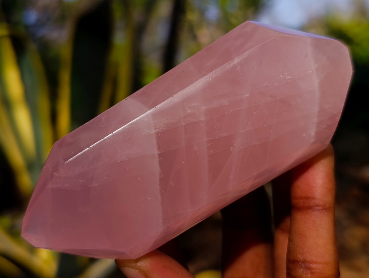 Polished Double Terminated Rose Quartz Points x 6 Ambatondrazaka, Madagascar - Toprock Gemstones and Minerals 