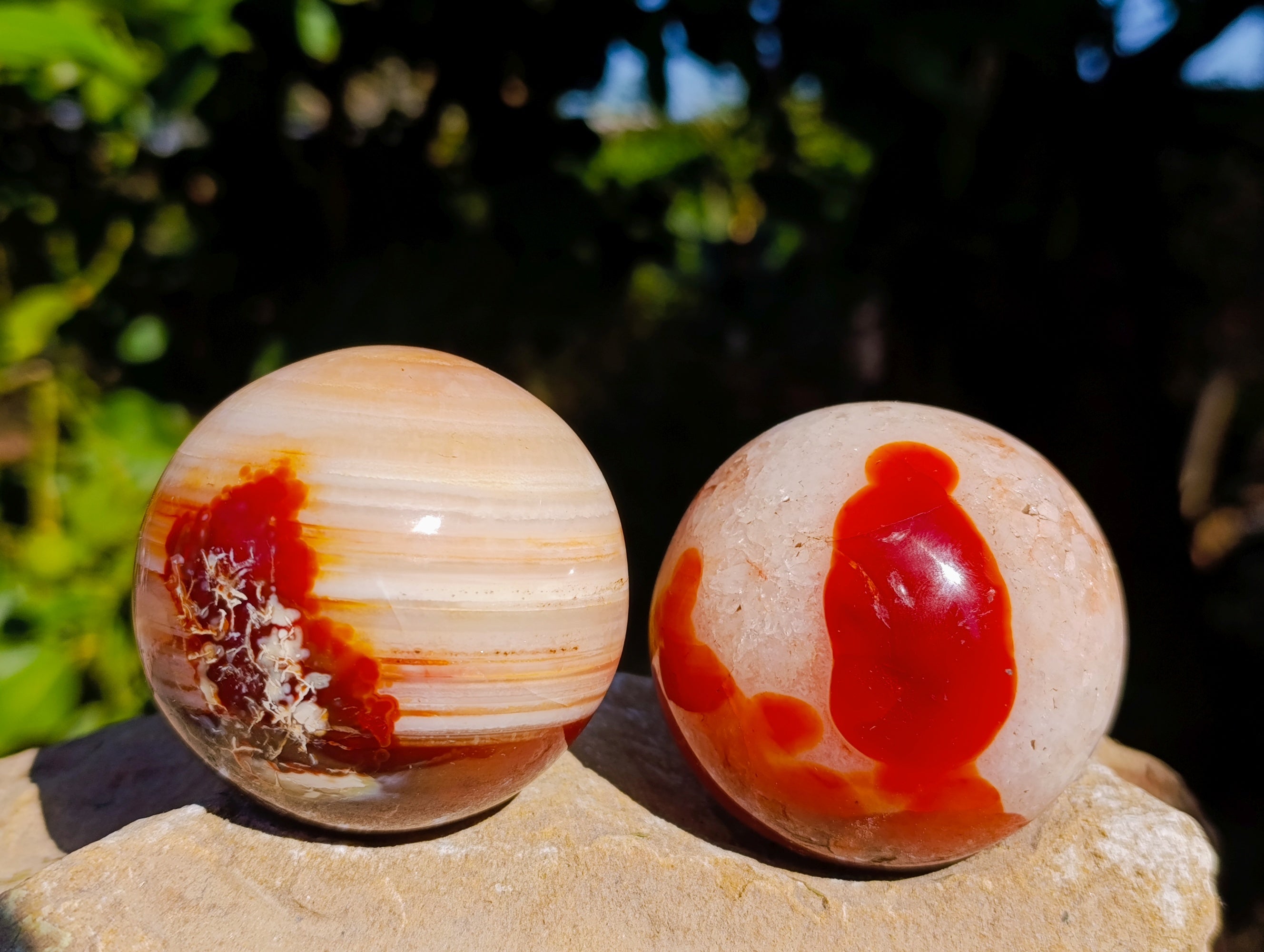 Polished Carnelian Agate Spheres x 3 From Madagascar - Toprock Gemstones and Minerals 