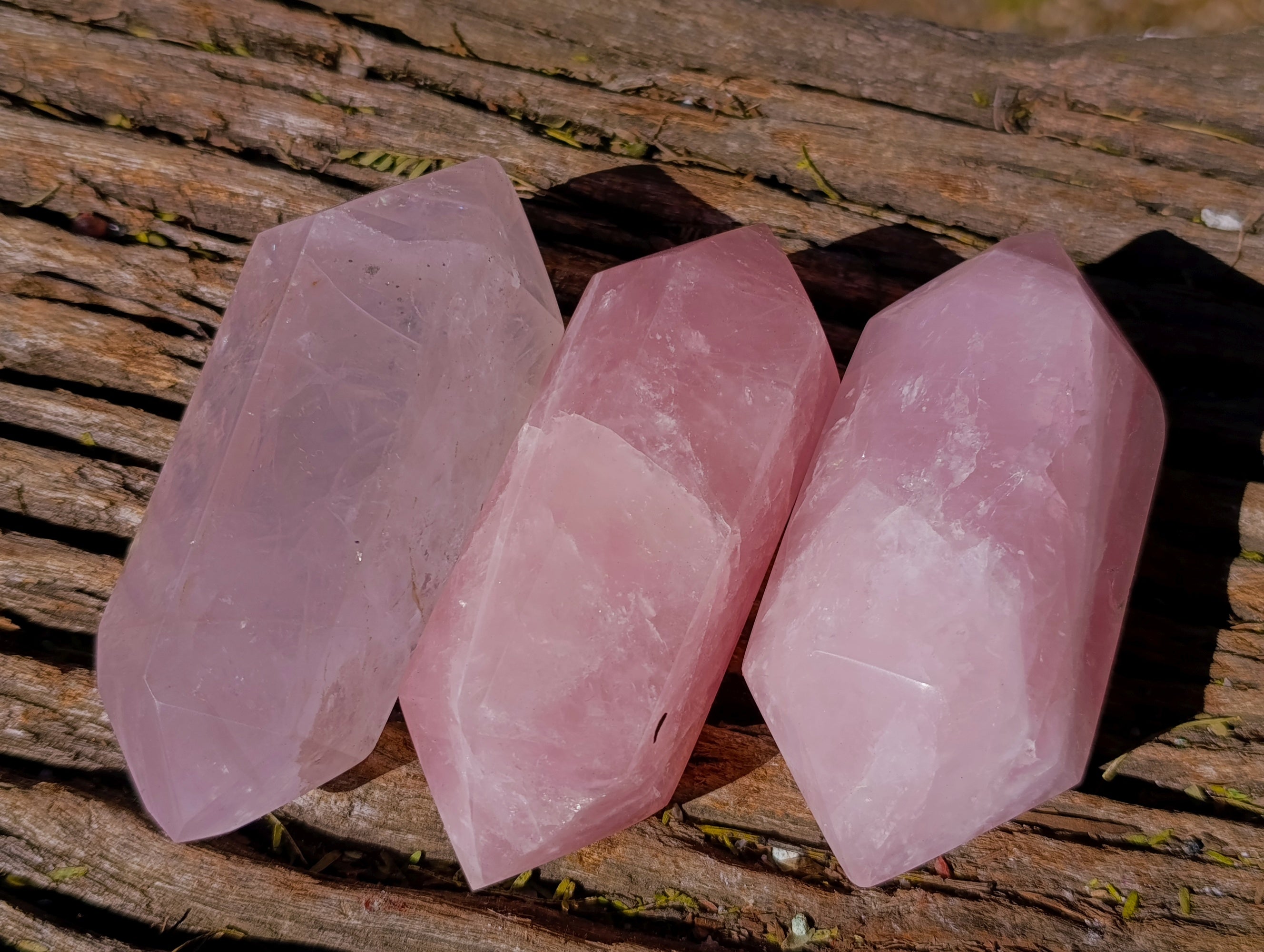 Polished Double Terminated Rose Quartz Points x 12 Ambatondrazaka, Madagascar - Toprock Gemstones and Minerals 