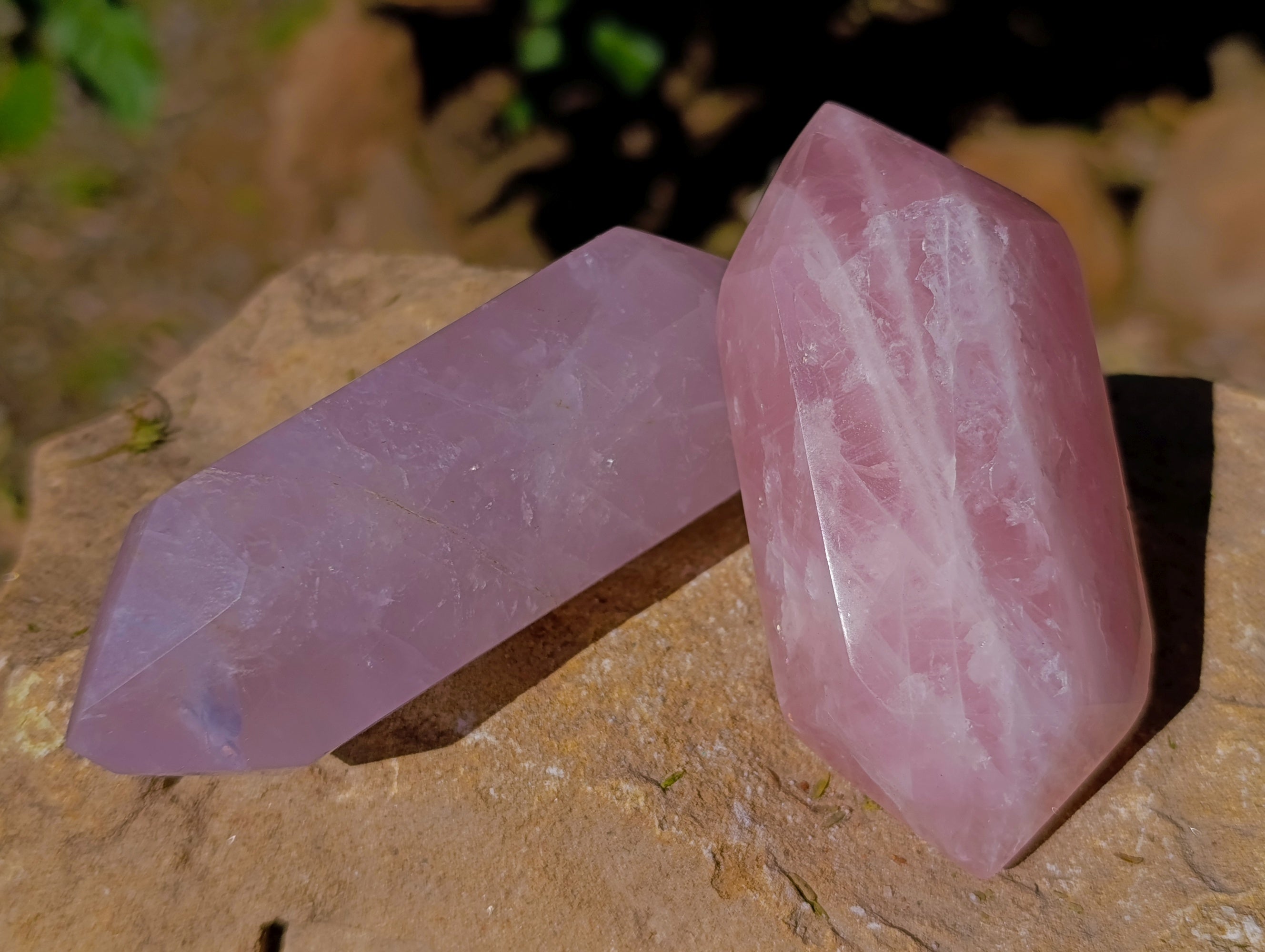 Polished Double Terminated Rose Quartz Points x 12 Ambatondrazaka, Madagascar - Toprock Gemstones and Minerals 