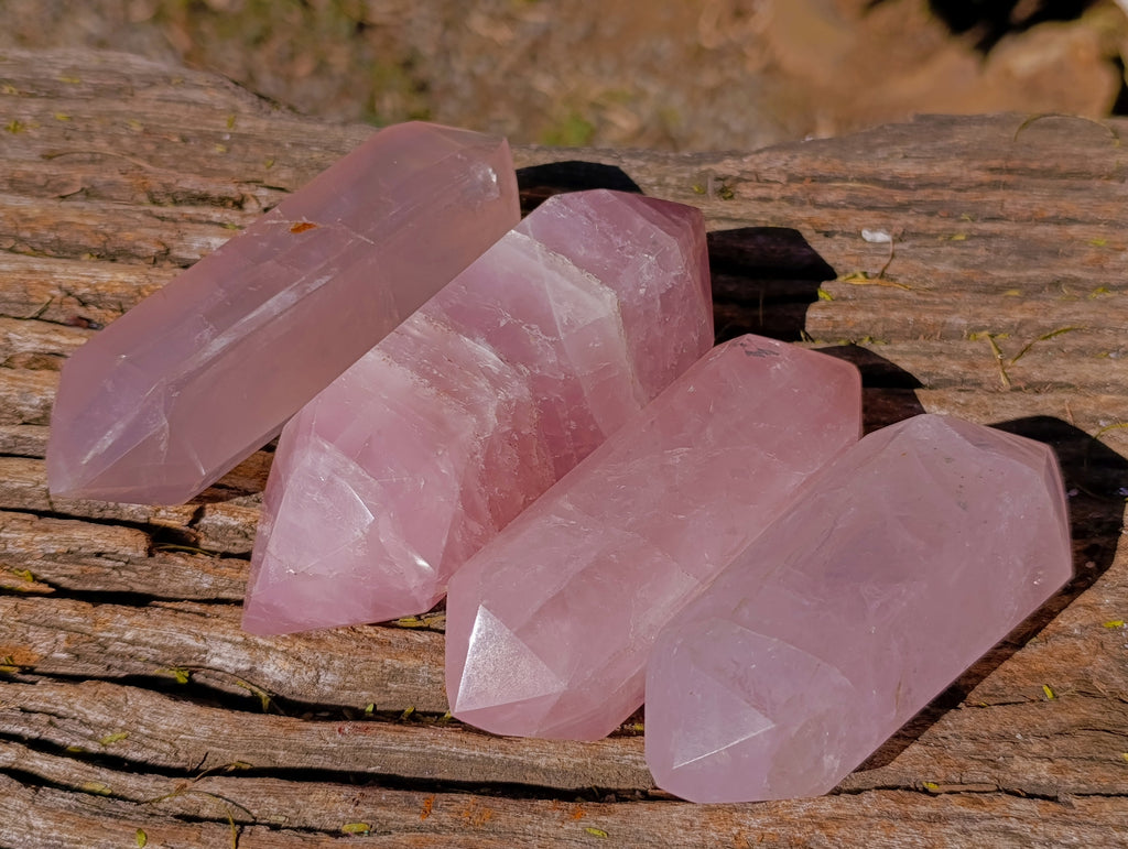Polished Double Terminated Rose Quartz Points x 12 Ambatondrazaka, Madagascar - Toprock Gemstones and Minerals 