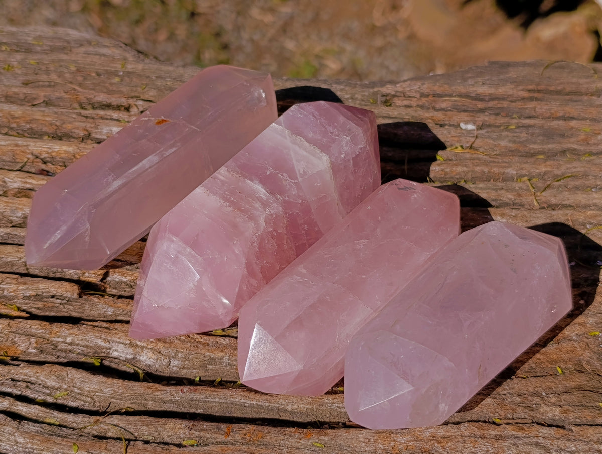 Polished Double Terminated Rose Quartz Points x 12 Ambatondrazaka, Madagascar - Toprock Gemstones and Minerals 