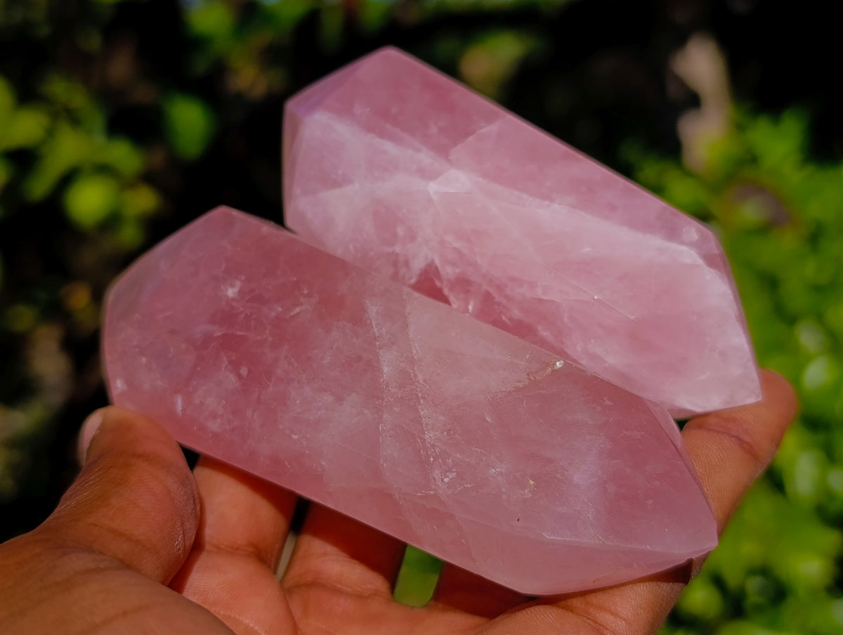 Polished Double Terminated Rose Quartz Points x 12 Ambatondrazaka, Madagascar - Toprock Gemstones and Minerals 