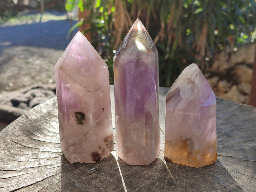 Polished Chevron Amethyst Points x 4 from Ankazobe, Madagascar - Toprock Gemstones and Minerals 