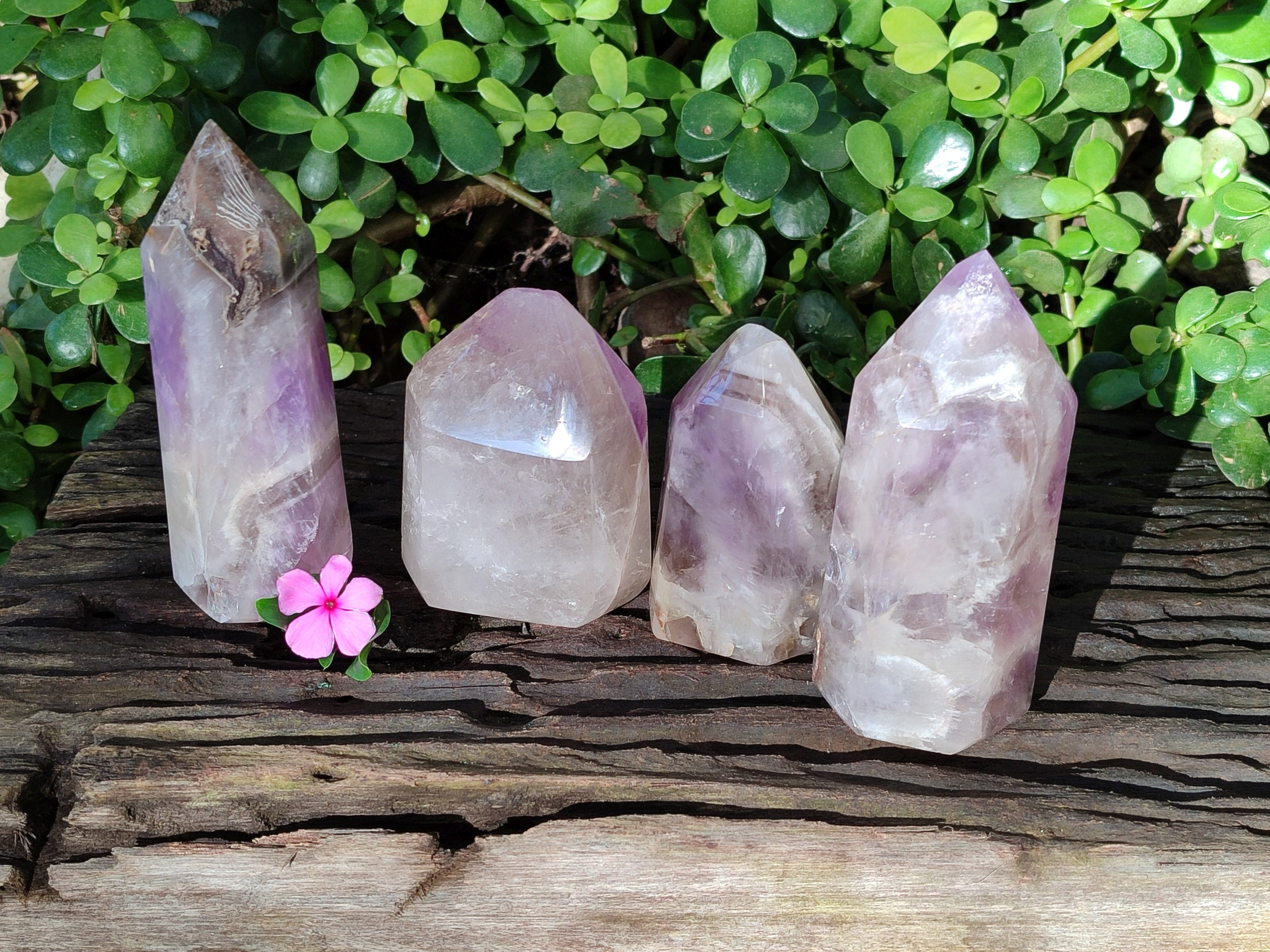 Polished Chevron Amethyst Points x 4 from Ankazobe, Madagascar - Toprock Gemstones and Minerals 