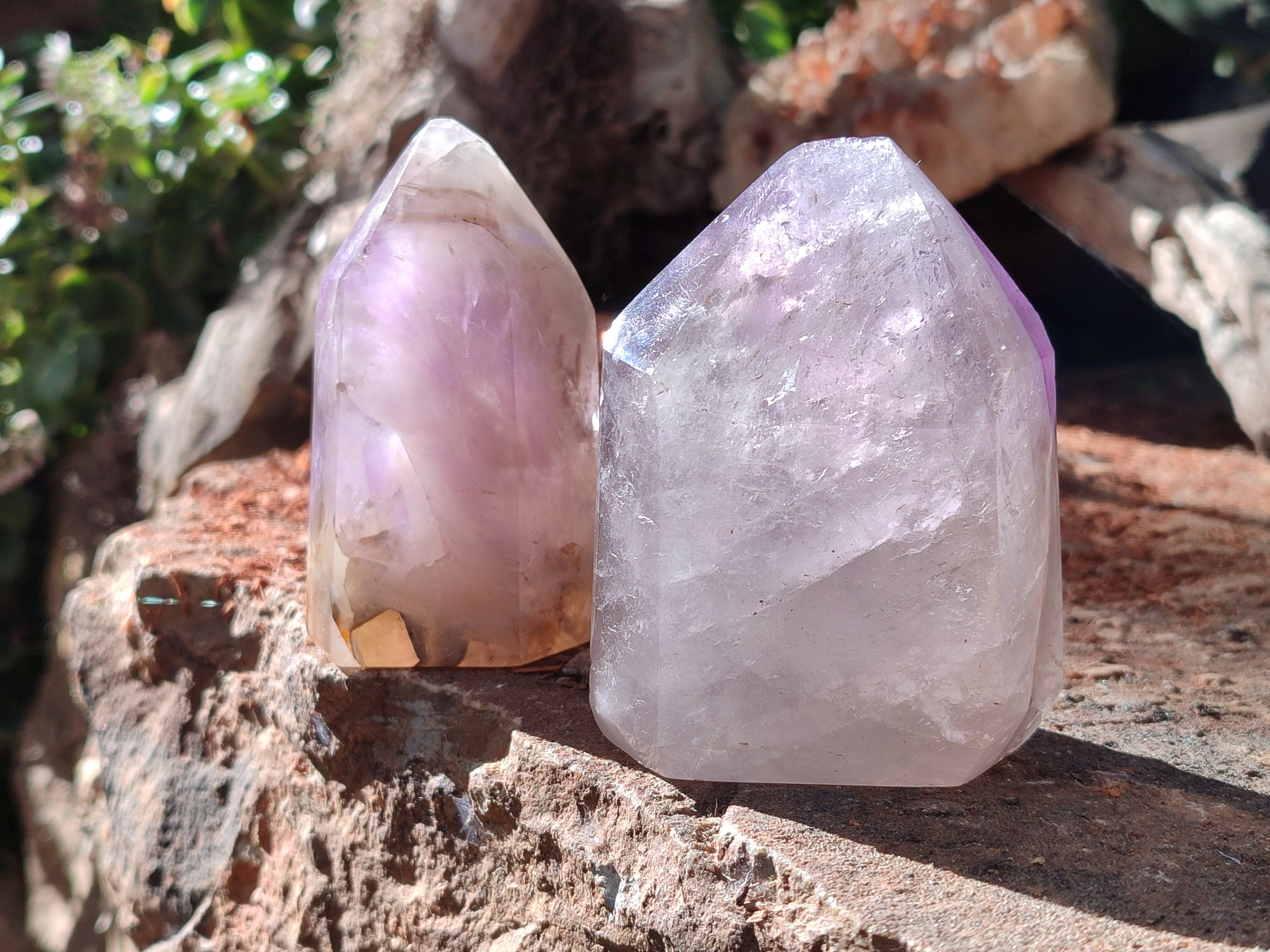 Polished Chevron Amethyst Points x 4 from Ankazobe, Madagascar - Toprock Gemstones and Minerals 