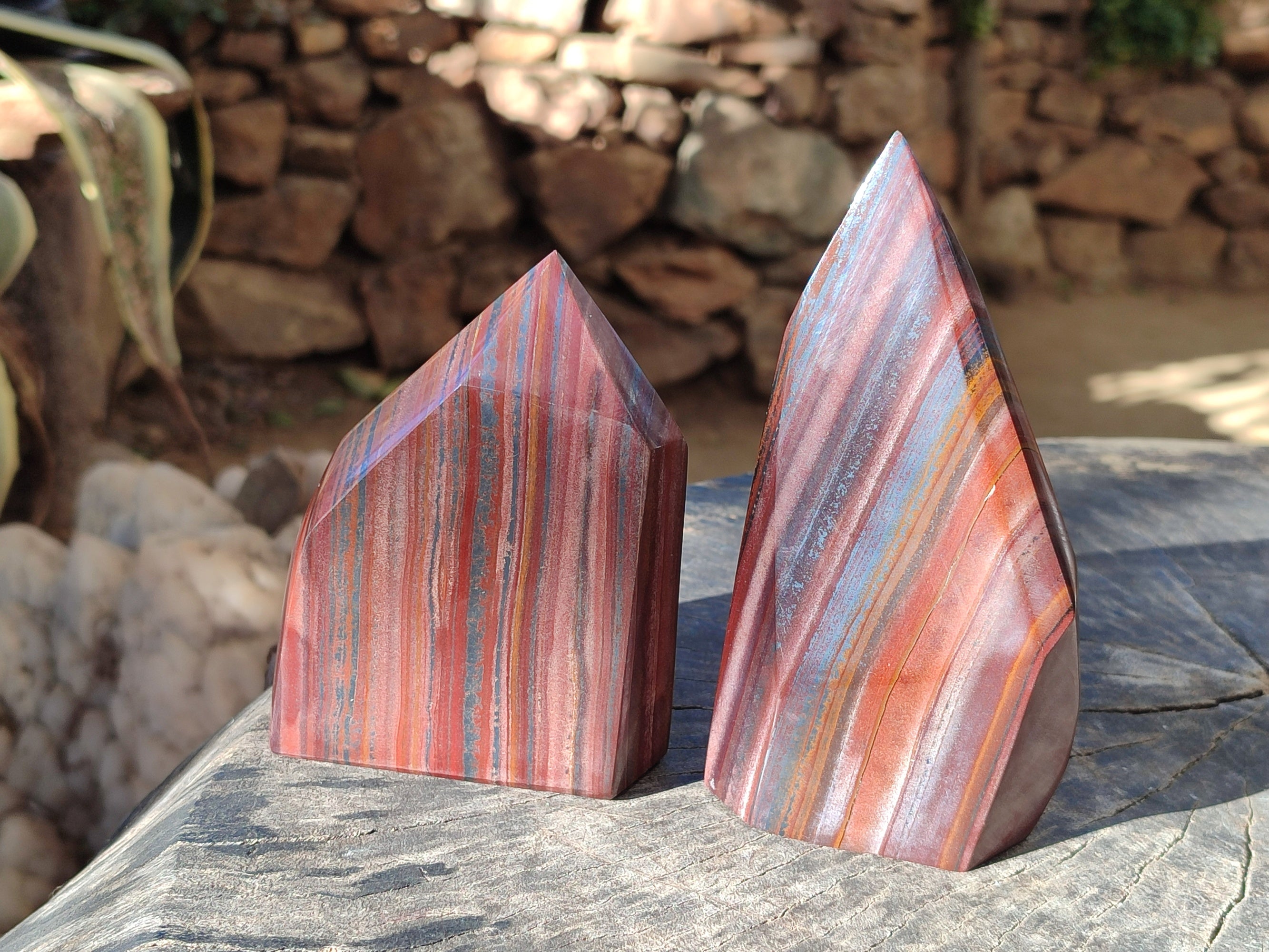 Polished Banded Tiger Iron Jasper Points x 2 From Northern Cape, South Africa - Toprock Gemstones and Minerals 
