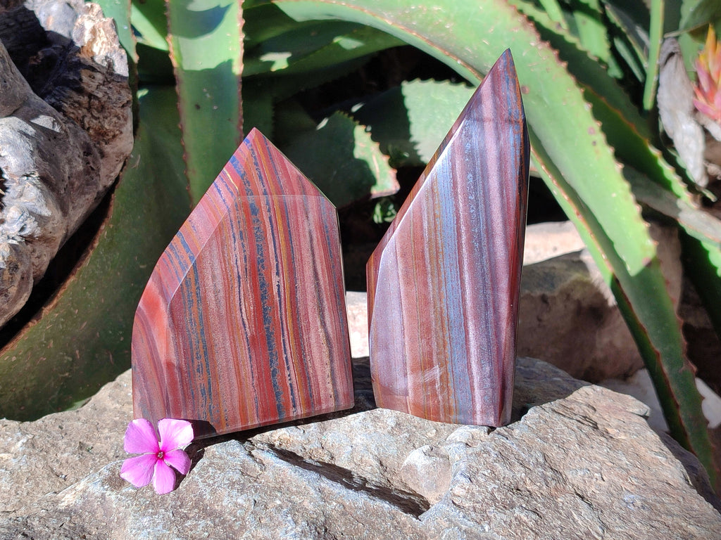 Polished Banded Tiger Iron Jasper Points x 2 From Northern Cape, South Africa - Toprock Gemstones and Minerals 