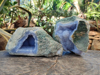 Natural Blue Lace Agate Geodes x 2 From Nsanje, Malawi