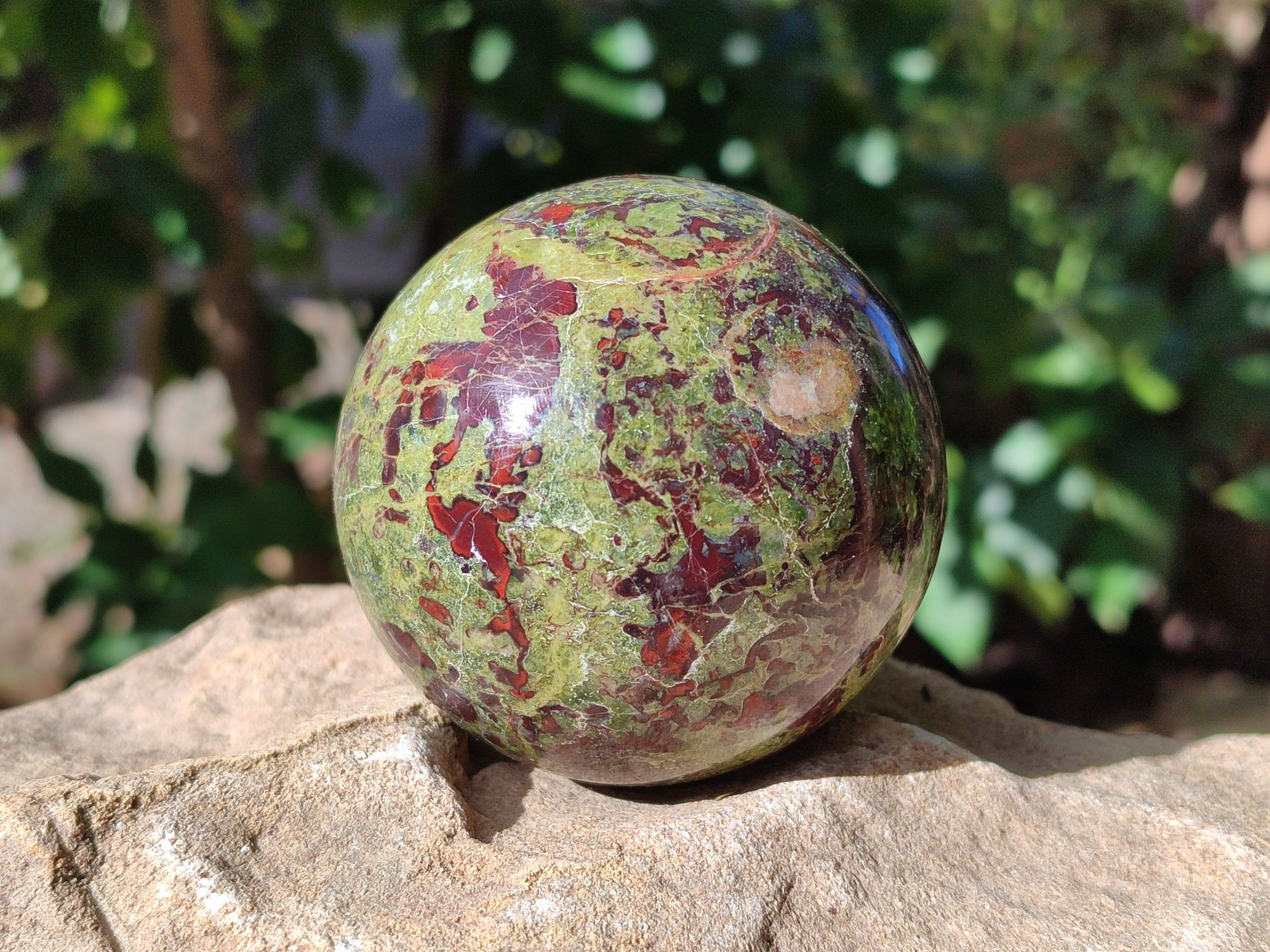 Polished Bastite Dragons Blood Stone Sphere-Ball x 3 From Tshipise, South Africa - Toprock Gemstones and Minerals 