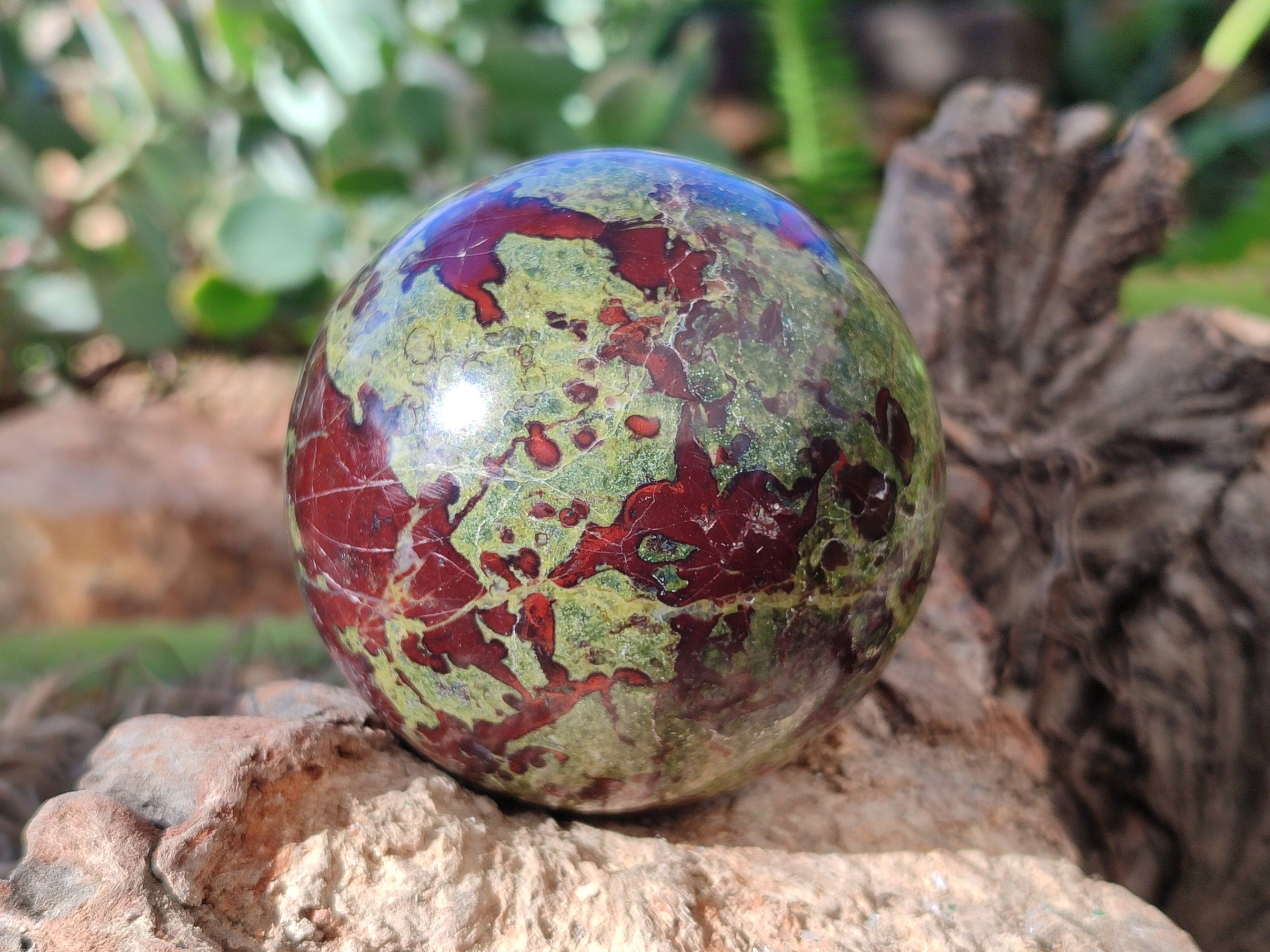 Polished Bastite Dragons Blood Stone Sphere-Ball x 3 From Tshipise, South Africa - Toprock Gemstones and Minerals 