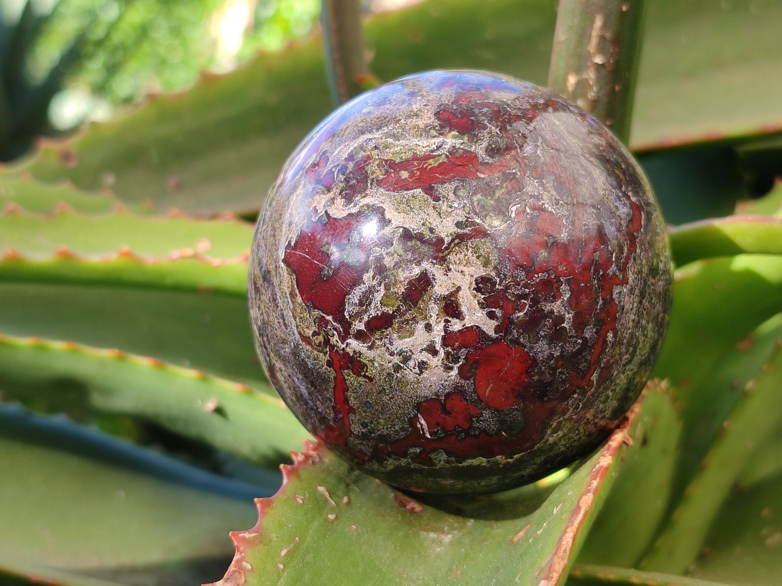 Polished Bastite Dragons Blood Stone Sphere-Ball x 3 From Tshipise, South Africa - Toprock Gemstones and Minerals 
