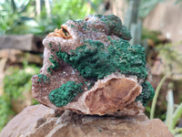 Natural Ball Malachite On Drusy Smokey Quartz and Dolomite Matrix Specimen x 1 From Kambove, Congo