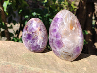 Polished Chevron Amethyst Standing Free Form x 3 From Ankazobe, Madagascar - Toprock Gemstones and Minerals 