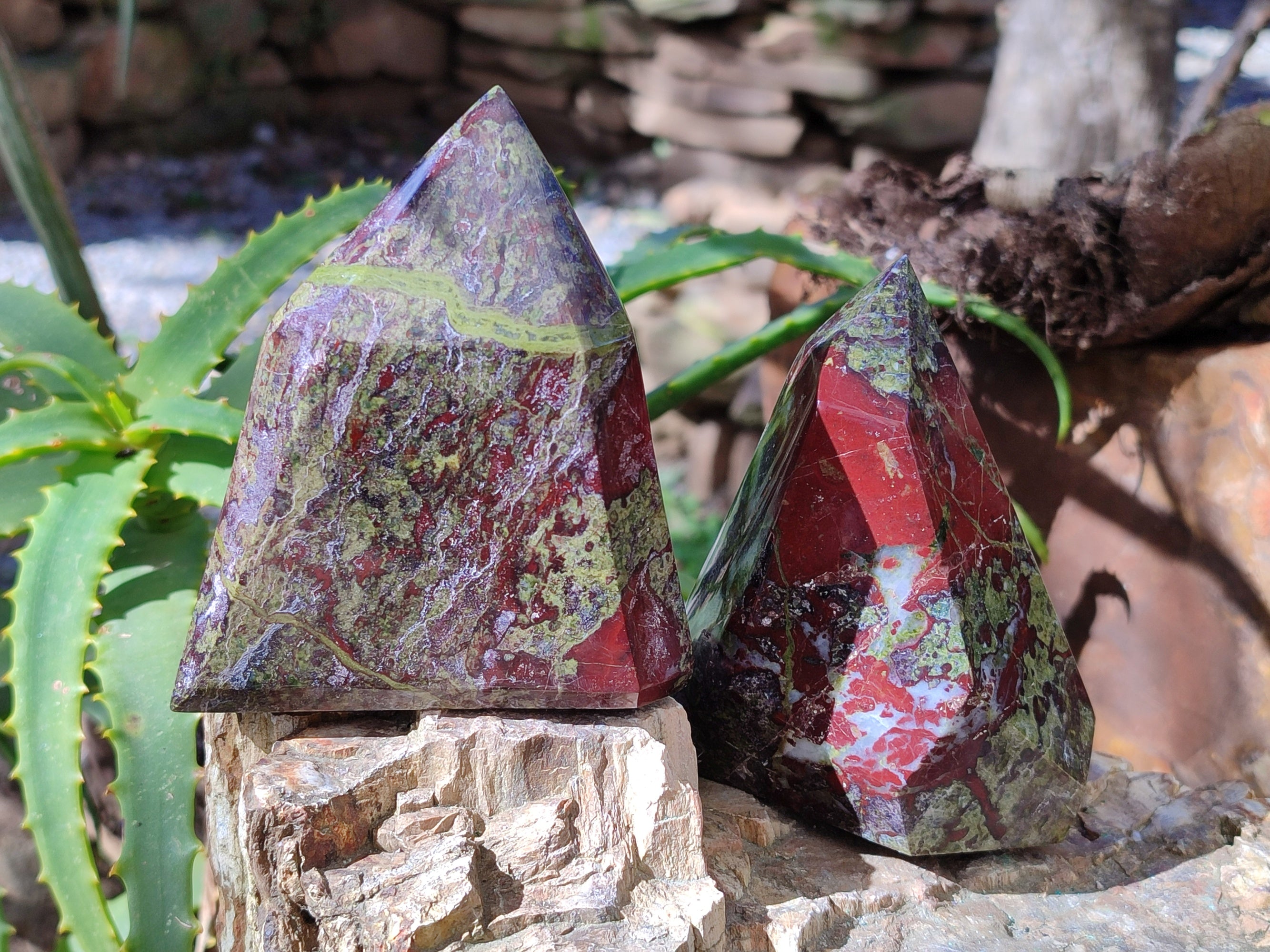 Polished Bastite Dragons Blood Stone Points x 3 From Tshipise, South Africa - Toprock Gemstones and Minerals 