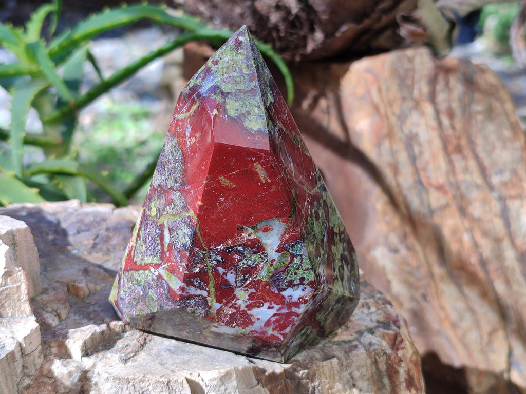 Polished Bastite Dragons Blood Stone Points x 3 From Tshipise, South Africa - Toprock Gemstones and Minerals 