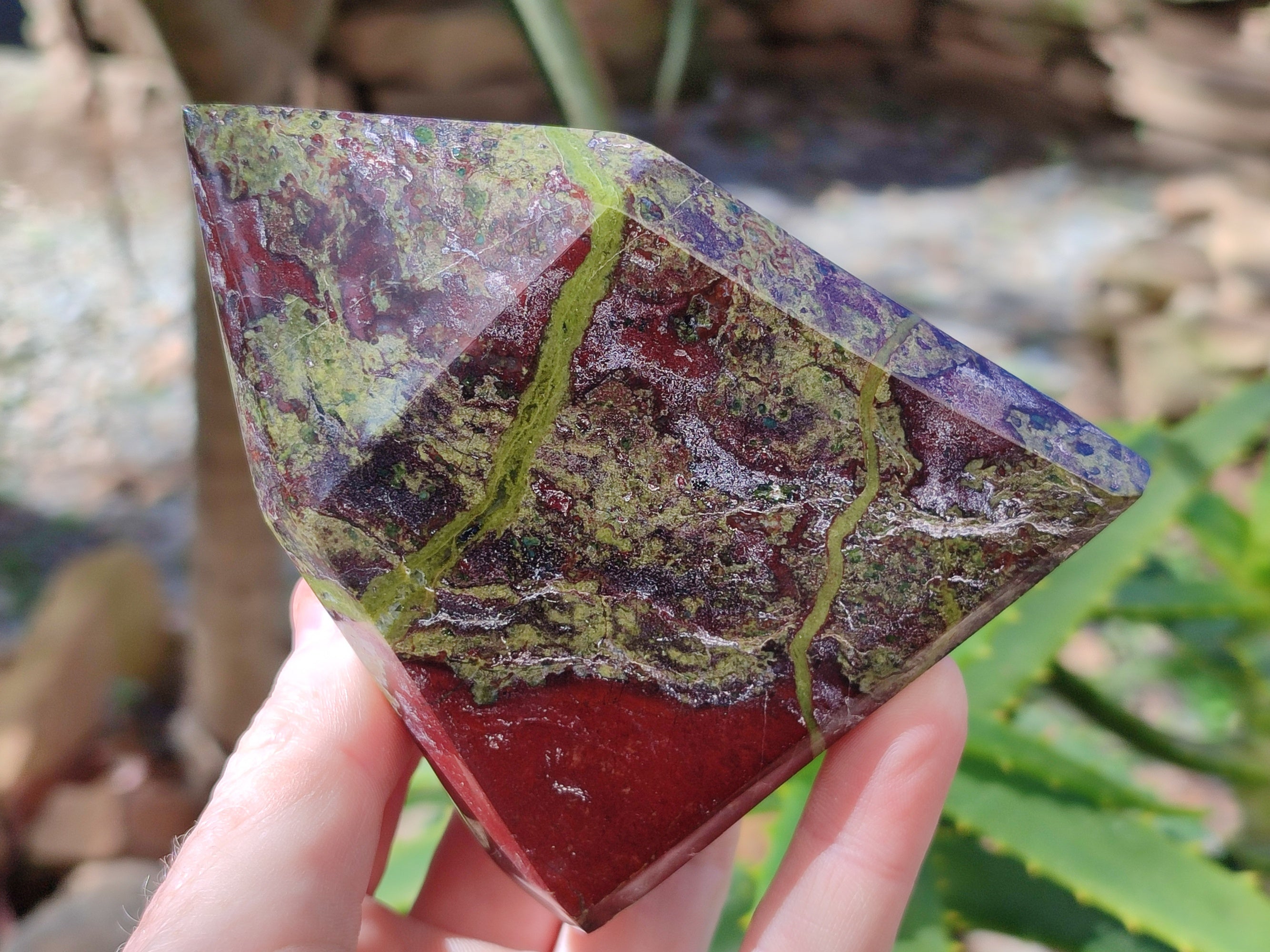 Polished Bastite Dragons Blood Stone Points x 3 From Tshipise, South Africa - Toprock Gemstones and Minerals 