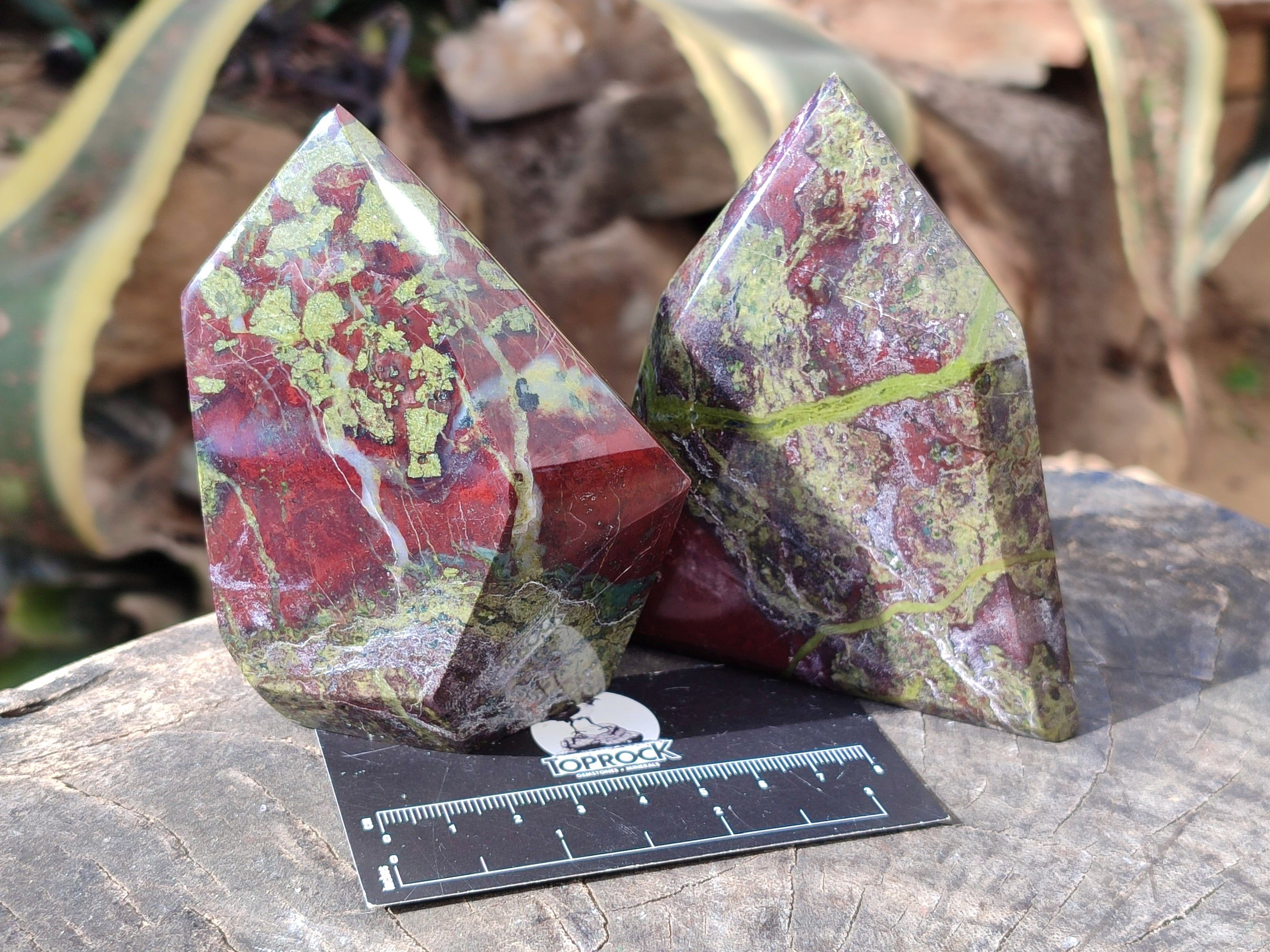 Polished Bastite Dragons Blood Stone Points x 3 From Tshipise, South Africa - Toprock Gemstones and Minerals 
