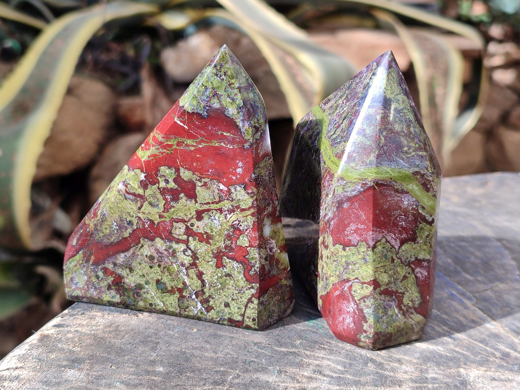 Polished Bastite Dragons Blood Stone Points x 3 From Tshipise, South Africa - Toprock Gemstones and Minerals 