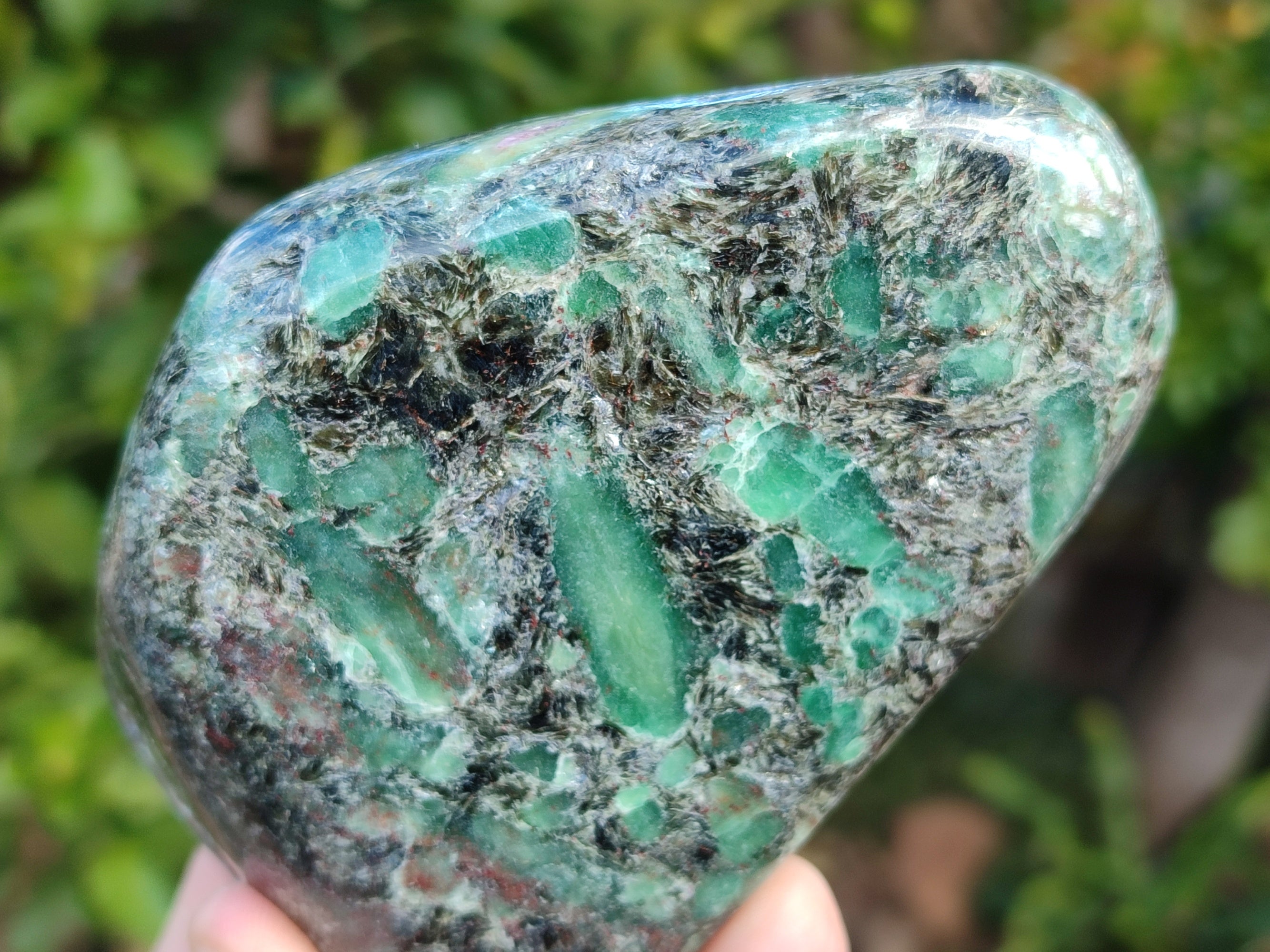 Polished Emerald Mica In Matrix Standing Free Forms x 2 From Mutoko, Zimbabwe - Toprock Gemstones and Minerals 