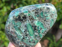 Polished Emerald Mica In Matrix Standing Free Forms x 2 From Mutoko, Zimbabwe - Toprock Gemstones and Minerals 