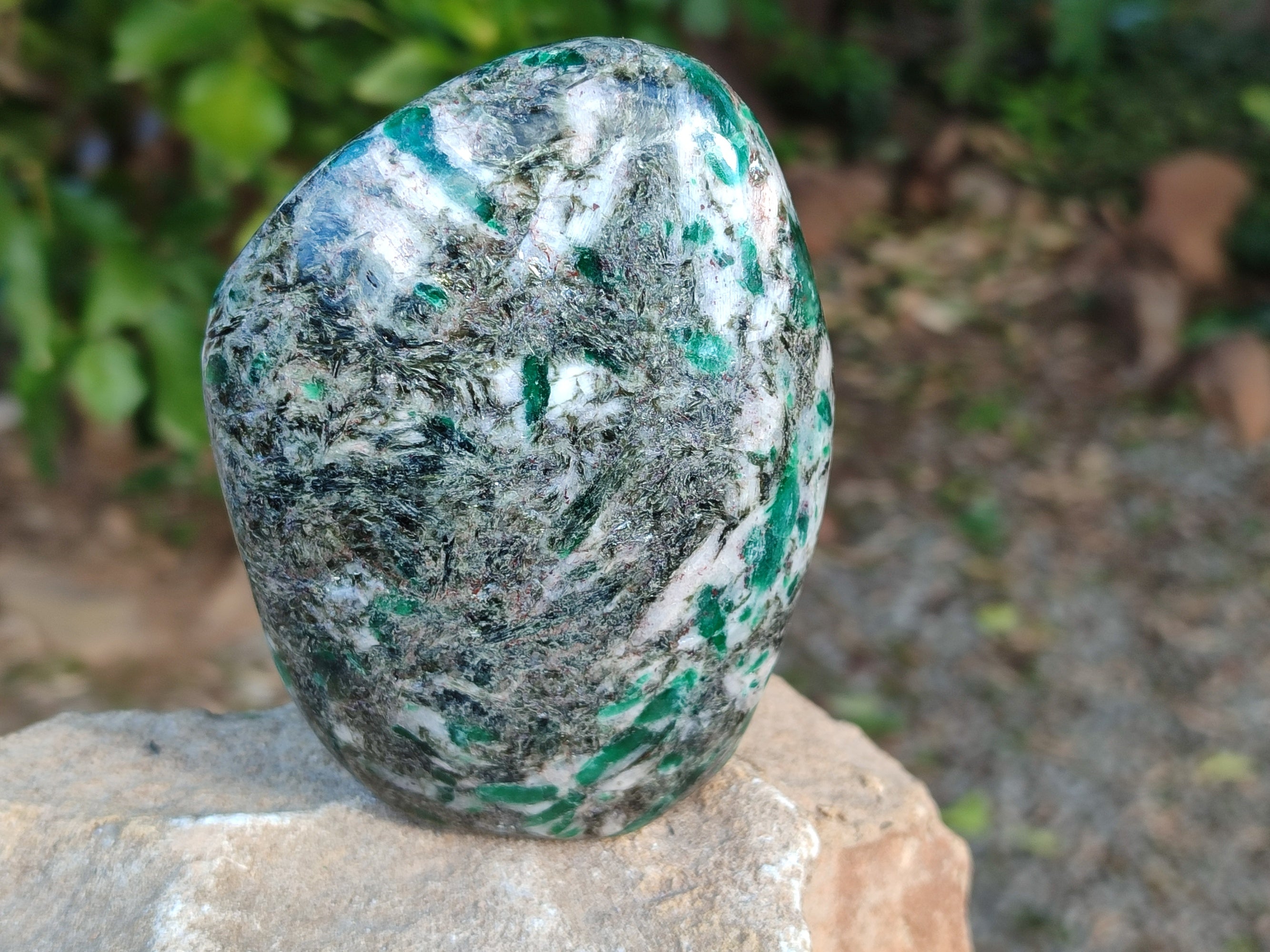 Polished Emerald Mica In Matrix Standing Free Forms x 2 From Mutoko, Zimbabwe - Toprock Gemstones and Minerals 