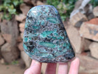 Polished Emerald Mica In Matrix Standing Free Forms x 2 From Mutoko, Zimbabwe - Toprock Gemstones and Minerals 
