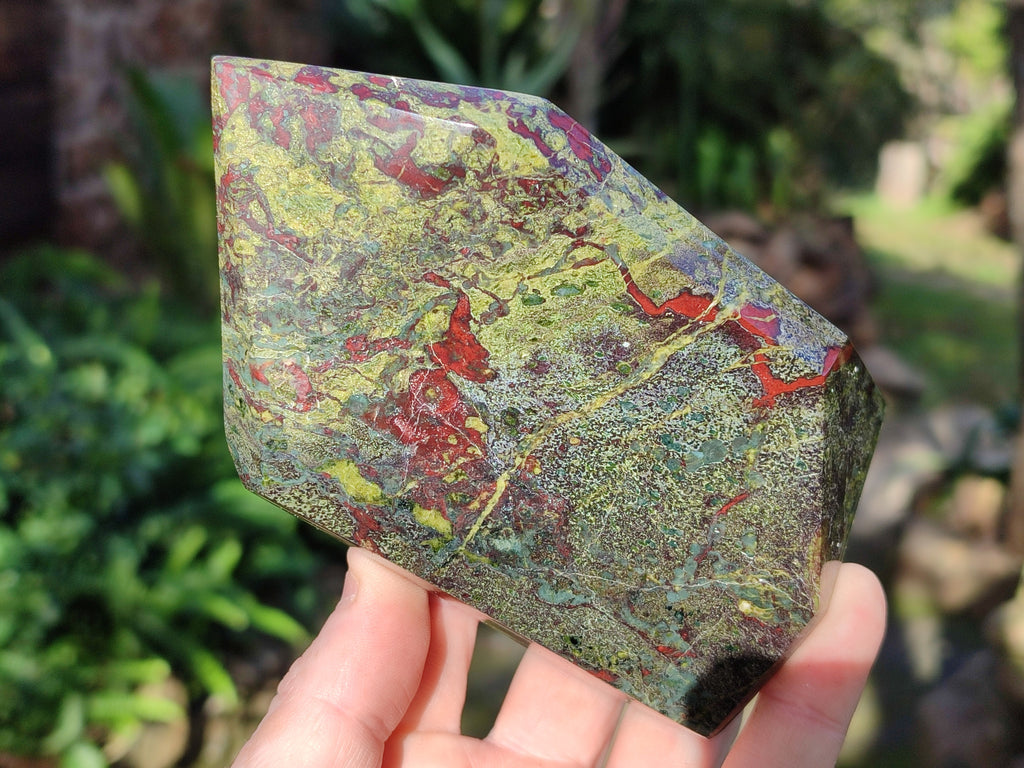 Polished Bastite Dragons Blood Stone Point and Sphere x 2 From Tshipise, South Africa - Toprock Gemstones and Minerals 