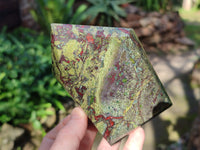Polished Bastite Dragons Blood Stone Point and Sphere x 2 From Tshipise, South Africa