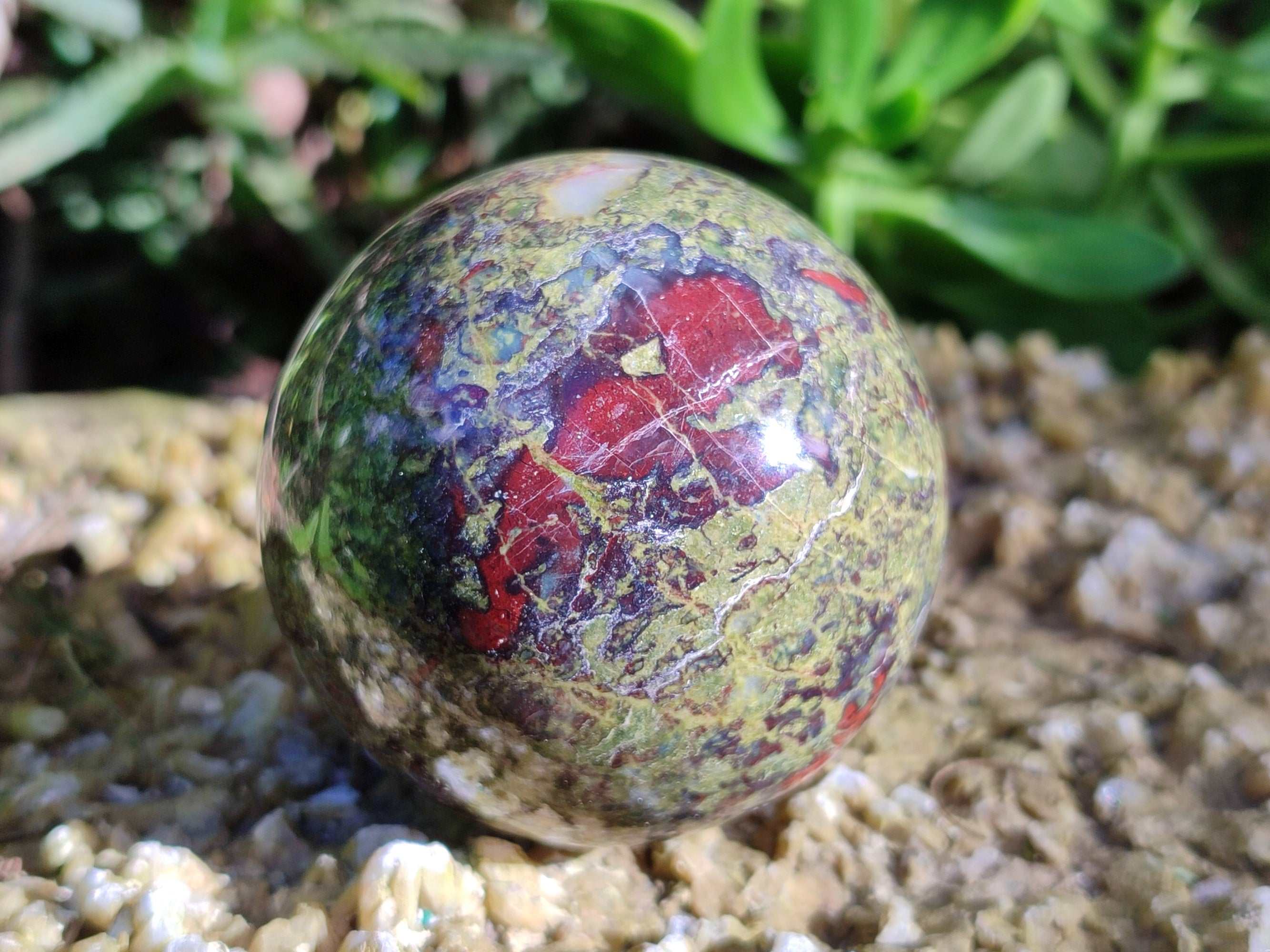 Polished Bastite Dragons Blood Stone Point and Sphere x 2 From Tshipise, South Africa - Toprock Gemstones and Minerals 