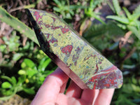 Polished Bastite Dragons Blood Stone Point and Sphere x 2 From Tshipise, South Africa