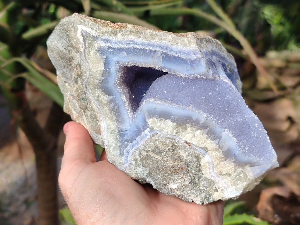Natural Blue Lace Agate Geode x 1 From Nsanje, Malawi - Toprock Gemstones and Minerals 