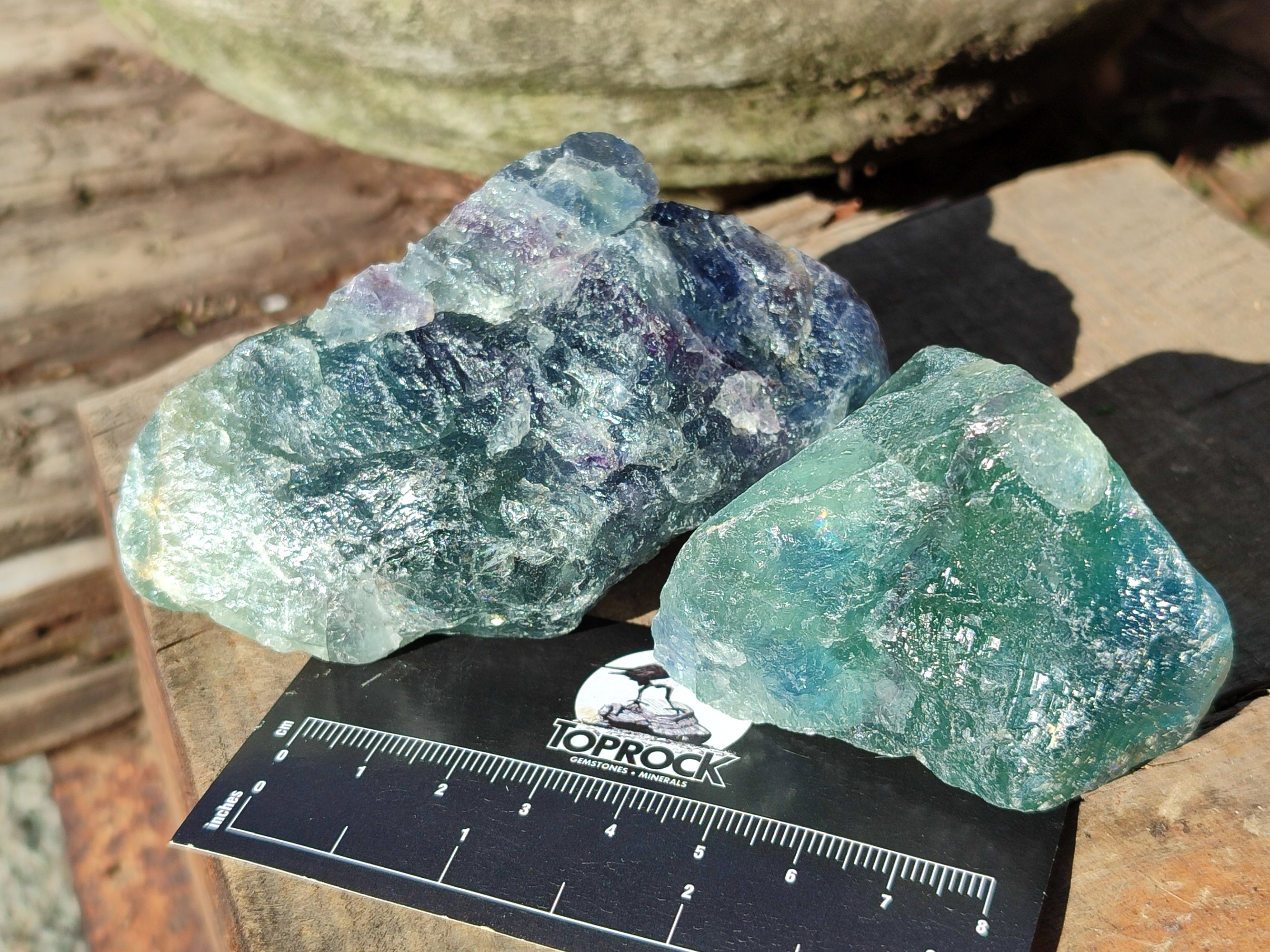 Natural Fluorescent Watermelon Fluorite Cobbed Specimens x 12 From Uis, Namibia - Toprock Gemstones and Minerals 